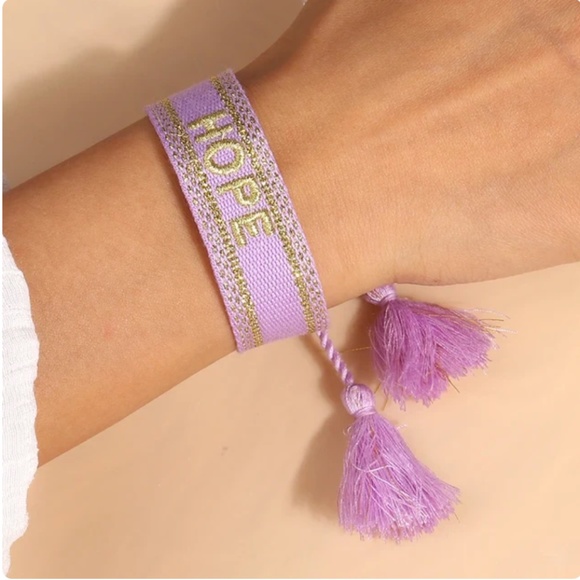 Hope Bohemia Embroidery letter tassel Bracelet handmade Adjustable Rope - Picture 2 of 5
